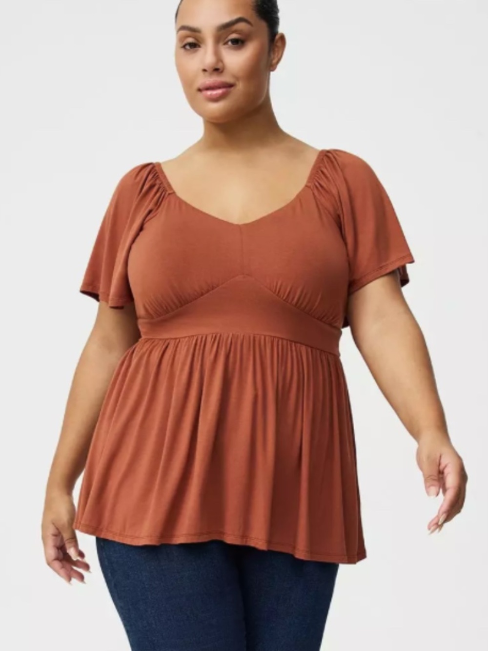 Torrid, Super Soft, Babydoll blouse, Rust, Size 4
